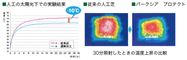 人工の太陽光下での実験結果